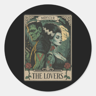 Monster Lovers Tarot Card Gothic Frankenstein Hall Classic Round Sticker