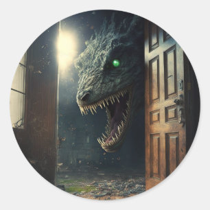 Monster lurk classic round sticker