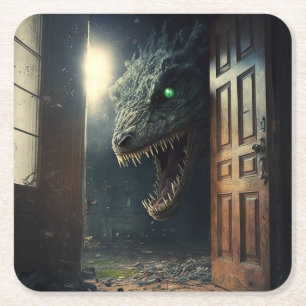 Monster lurk square paper coaster