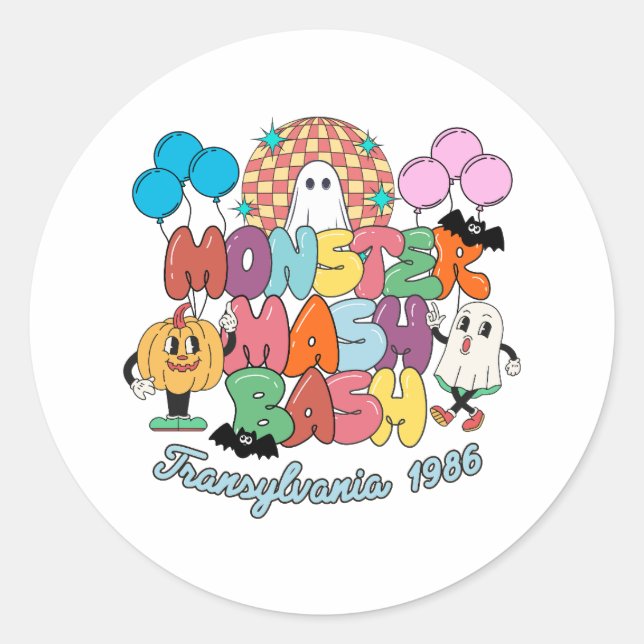 Monster Mash Bash Circle Sticker (Front)