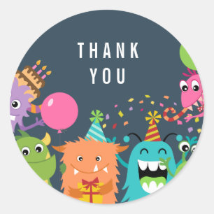 MONSTER MASH birthday party thank you sticker