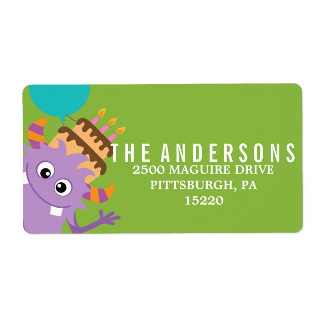 MONSTER MASH BIRTHDAY RETURN ADDRESS LABEL (Front)