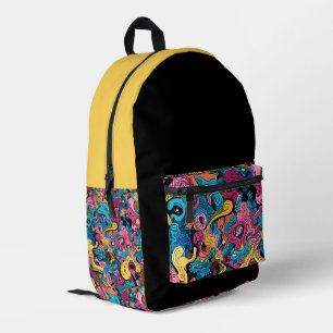 Monster Mash Black and Gold Printed Backpack