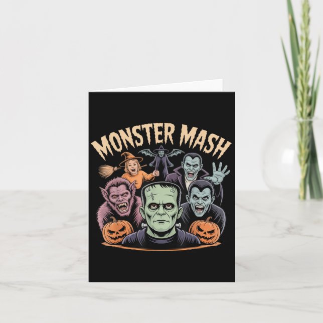 Monster Mash Clic Halloween Monsters Spooky Horror Card (Front)