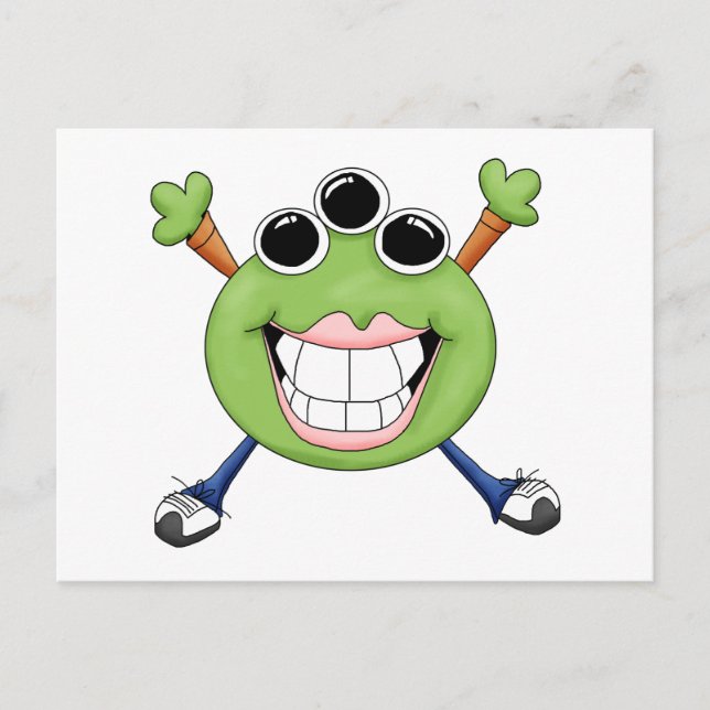Monster Mash · Green Three-Eyed Monster Postcard (Front)