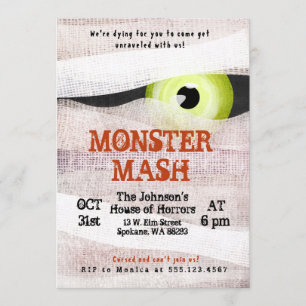 Monster Mash Halloween Bash Mummy Invitation