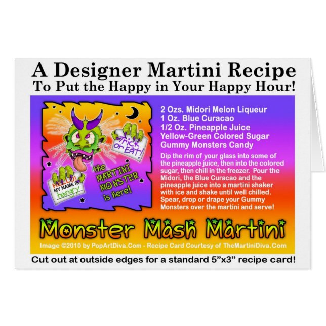 Monster Mash Halloween Martini Recipe Card (Front Horizontal)