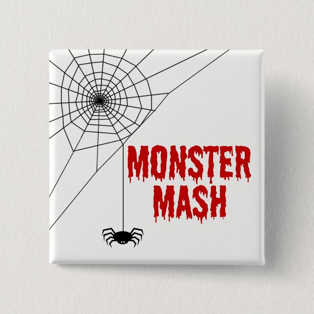Monster Mash Halloween Spider Web 15 Cm Square Badge (Front)