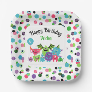 Monster Mash Name & Age Birthday Party Paper Plate