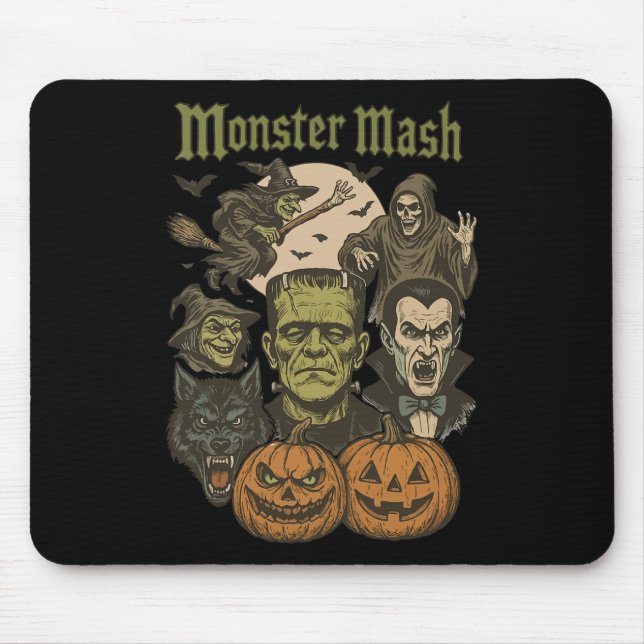 Monster Mash Retro Halloween Funny Monster Spooky  Mouse Mat (Front)