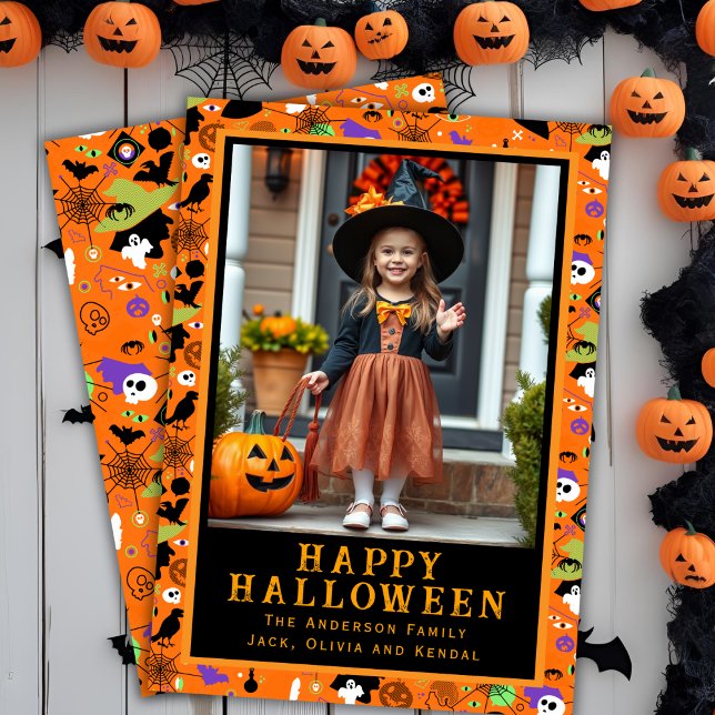 Monster Mash-Up Cute Custom Halloween Photo Holiday Card (Monster Mash-Up Cute Custom Halloween Photo Holiday Card)