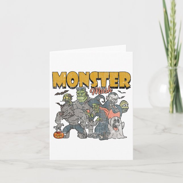 Monster Mash Vintage Ghost Halloween Funny  Card (Front)
