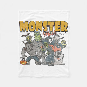 Monster Mash Vintage Ghost Halloween Funny Fleece Blanket