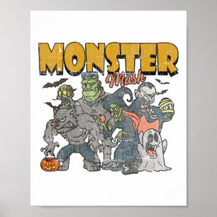 Monster Mash Vintage Ghost Halloween Funny Poster