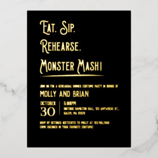 Monster Mash Wedding Rehearsal  Foil Invitation Postcard