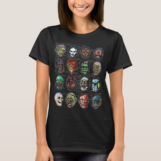 Monster Masks Colour Women’s T-Shirt (Black) (Front)