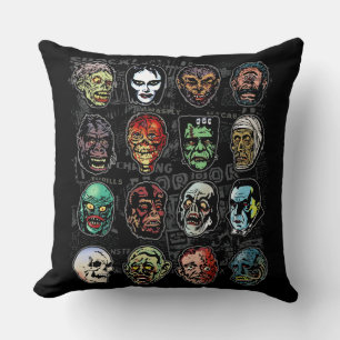 Monster Masks Retro Horror Pillow (Colour)