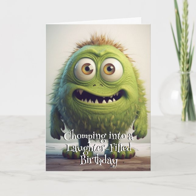 Monster Mayhem...Chortle Chomp Birthday card (Front)
