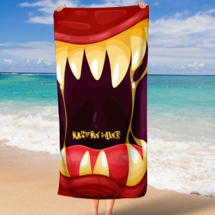 Monster Mouth with Big Teeth Beach Towel