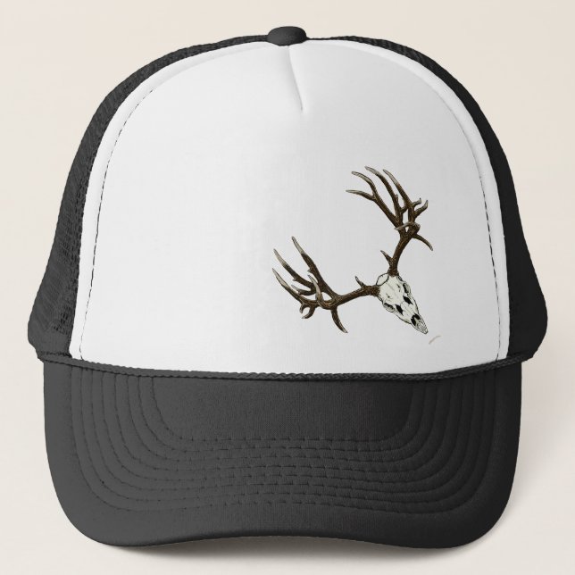Monster mule deer buck skull trucker hat (Front)