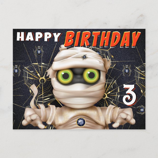 Monster Mummy Kids Birthday Postcard (Front)