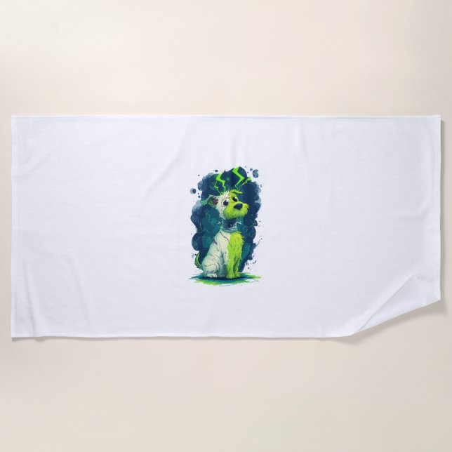 Monster Mutt – Cute Halloween Dog Beach Towel (Front)