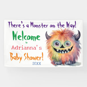 Monster on the Way Baby Shower Banner