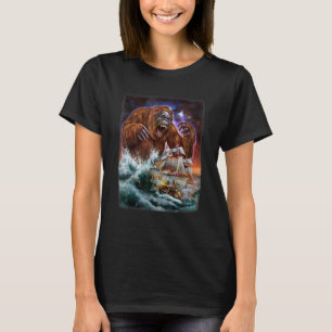 Monster Orangutan As Kraken Attack A War Ship At H T-Shirt