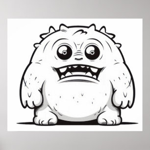 Monster outline sketch poster