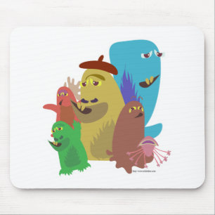 Monster Pals Cute Creature Friends Cartoon Art Mouse Mat