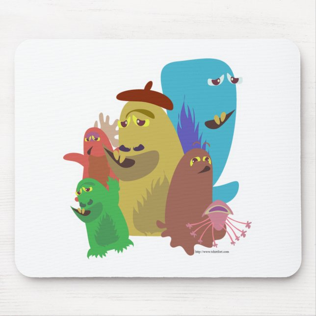 Monster Pals Cute Creature Friends Cartoon Art Mouse Mat (Front)