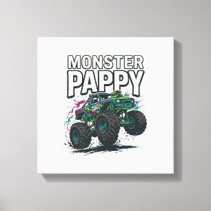 Monster Pappy Monster Truck Vintage Vector Design_ Canvas Print