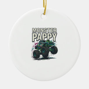 Monster Pappy Monster Truck Vintage Vector Design_ Ceramic Tree Decoration