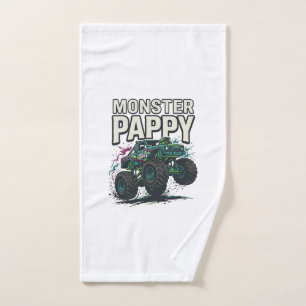 Monster Pappy Monster Truck Vintage Vector Design_ Hand Towel