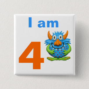 Monster Party 15 Cm Square Badge