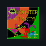 Monster Party Birthday Button<br><div class="desc">Kids having a monster theme birthday will love our Monster Party Birthday button featuring several monsters and bright colours!</div>