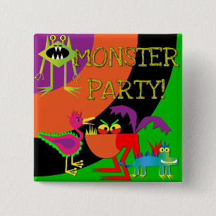 Monster Party Birthday Button