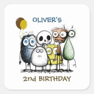 Monster Party Childrens Invitation Envelope Seal