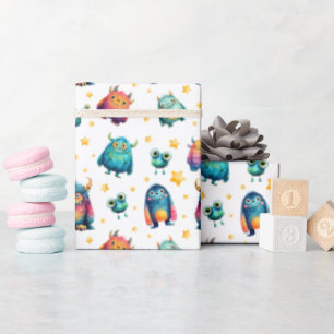 Monster Pattern Whimsical Kids' Birthday Party Wrapping Paper