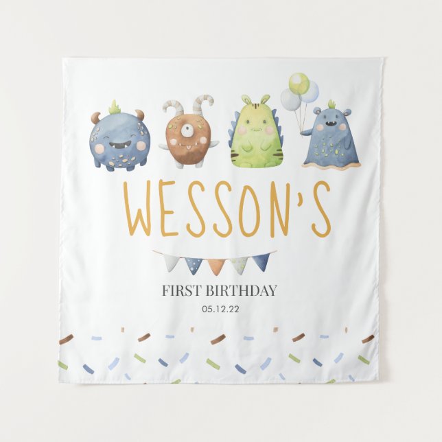 Monster Poster, Monster welcome sign Tapestry (Front)