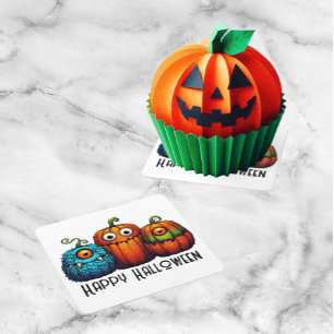 Monster Pumpkins Square Paper Coaster