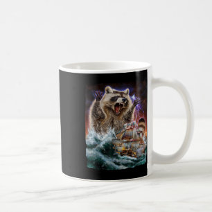 Monster Racoon As Kraken Attack A War Ship At Hig Coffee Mug