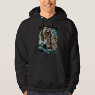 Monster Racoon As Kraken Attack A War Ship At Hig Hoodie