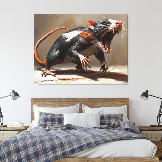 Monster rat creature canvas print (Insitu(Bedroom))