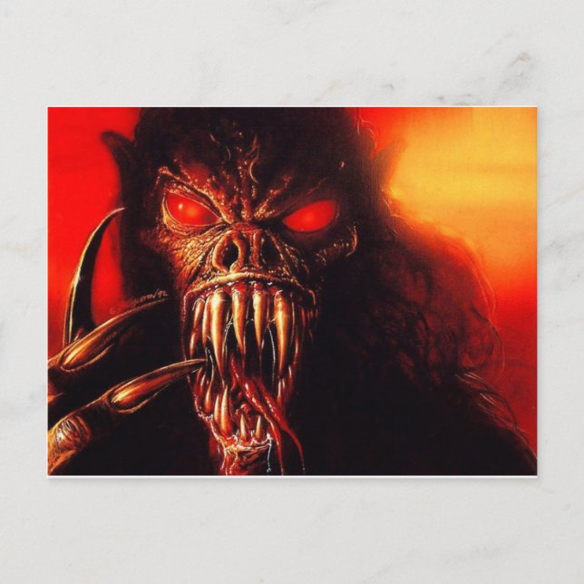 monster red eyes with fangs postcard (Front)