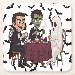 Monster’s Sweet Feast Halloween Square Paper Coaster
