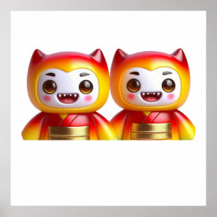 Monster Sisters Wall Art Poster – Cute Spooky Fant