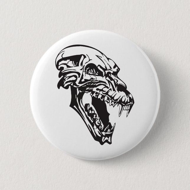 Monster Skull 6 Cm Round Badge (Front)