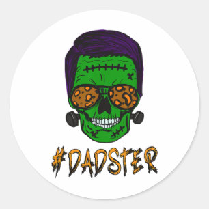 Monster Skull Dadster Dad Life Halloween Matching Classic Round Sticker