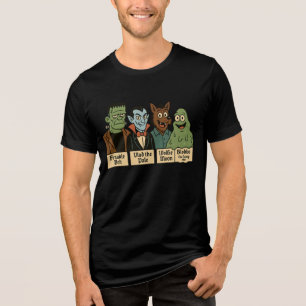 Monster Squad Cute Halloween Horror Portrait Tri-Blend Shirt